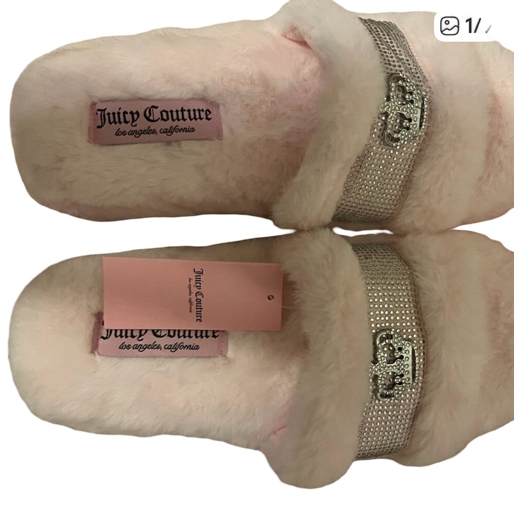 NWT  Adorable Pink Juicy Couture Rhinestone Princess Crown slipper slides